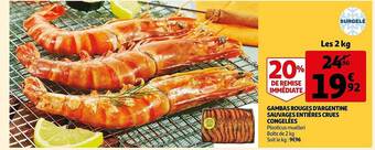 Auchan Gambas rouges d'argentine sauvages entières crues congelées offre