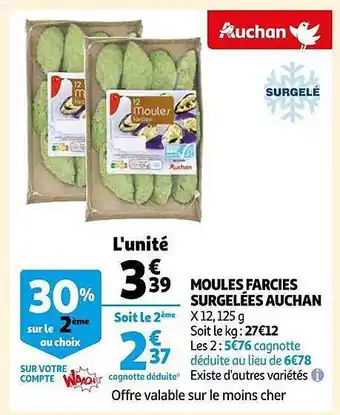 Auchan Moules farcies surgelées auchan offre