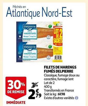 Auchan Filets de harengs fumés delpierre offre