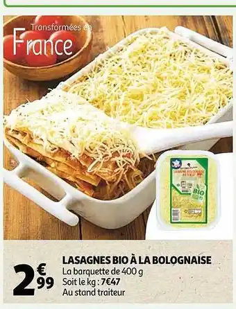Auchan Lasagnes bio à la bolognaise offre