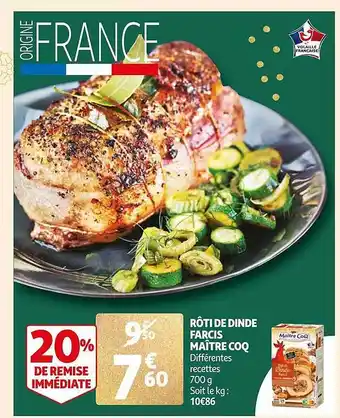 Auchan Rôti de dinde farcis maître coq offre