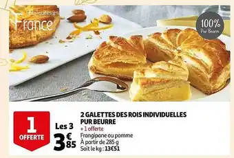 Auchan 2 galettes des rois individuelles pur beurre offre