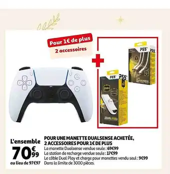 Auchan Une manette dualsense achetée, 2 accessoires offre