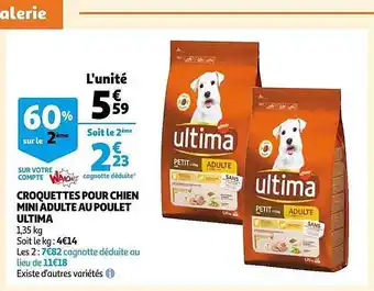 Auchan Croquettes pour chien mini adulte au poulet ultima offre