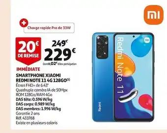 Auchan Smartphone xiaomi redmi note 11 4g 128 go offre