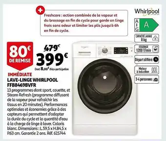 Auchan Lave-linge whirlpool ffb8469bvfr offre