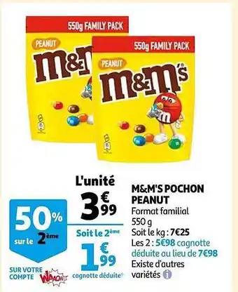Auchan M&m's pochon peanut offre