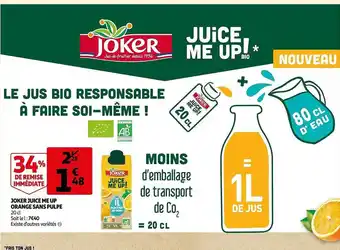 Auchan Joker juice me up orange sans pulpe offre
