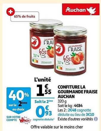 Auchan Confiture la gourmande fraise auchan offre