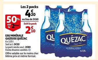Auchan Eau minérale gazeuse quézac offre