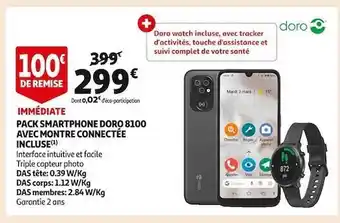Pack smartphone doro 8100 avec montre connectée incluse