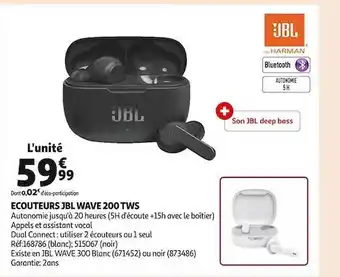 Auchan Écouteurs jbl wave 200 tws offre