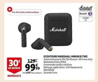 Auchan Écouteurs marshall minor iii tws offre