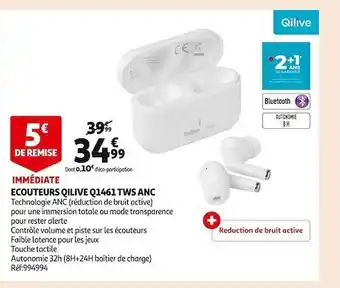 Auchan Écouteurs qilive q1461 tws anc offre