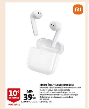 Auchan Xiaomi écouteurs redmi buds 3 offre
