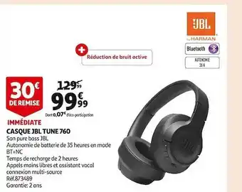 Auchan Casque jbl tune 760 offre