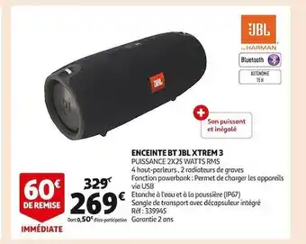 Auchan Enceinte bt jbl xtrem 3 offre