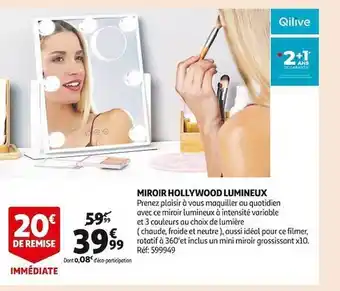 Auchan Miroir hollywood lumineux qilive offre