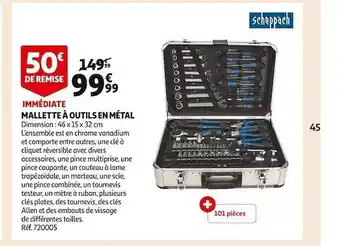 Auchan Mallette à outils en métal scheppach offre