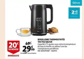 Auchan Bouilloire thermostatée tactile qilive offre