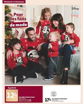 Auchan Pull bébé ou enfant disney, pull femme ou homme disney offre