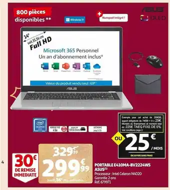 Auchan Portable e410ma-bv2224ws asus offre