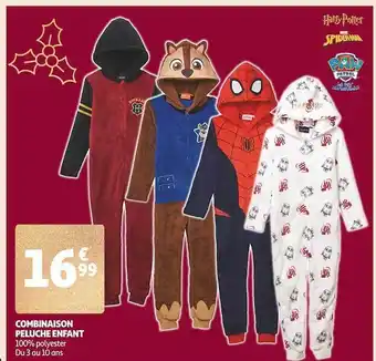 Auchan Combinaison peluche enfant harry potter, spider-man, paw patrol offre
