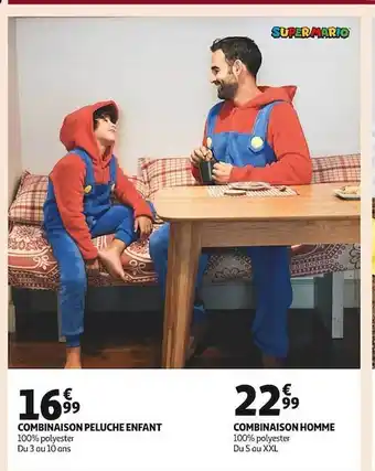 Auchan Combinaison peluche enfant super mario, combinaison homme super mario offre