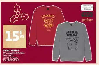 Auchan Sweat homme star wars, harry potter offre