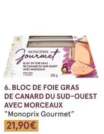 Monoprix Bloc de foie gras de canard du sud-ouest avec morceaux offre