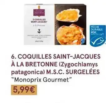 Coquilles saint-jacques à la bretonne (zygochlamys patagonica) m.s.c. surgelées