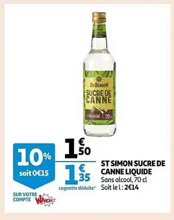St simon sucre de canne liquide sans alcool