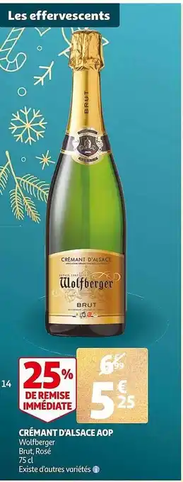 Auchan Crémant d'alsace aop wolfberger offre