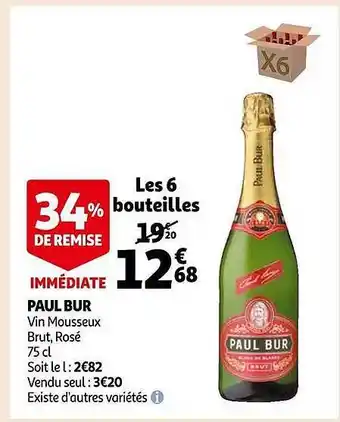 Auchan Paul bur vin mousseux brut, rosé offre