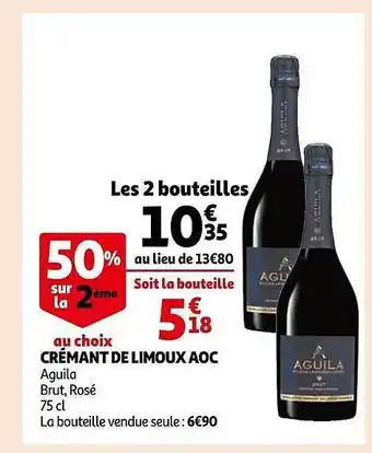 Auchan Crémant de limoux aoc aguila brut, rosé offre