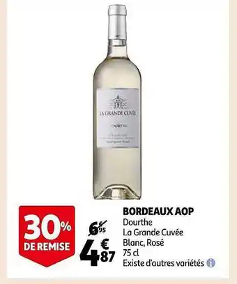Auchan Bordeaux aop dourthe la grande cuvée blanc, rosé offre