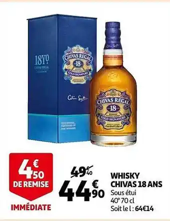 Auchan Whisky chivas 18 ans sous étui offre