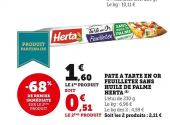 U Express Herta pate a tarte en or feuilletee sans huile de palme offre