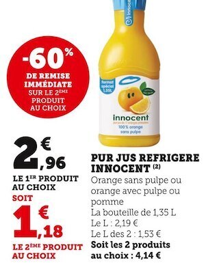 U Express Innocent pur jus refrigere offre