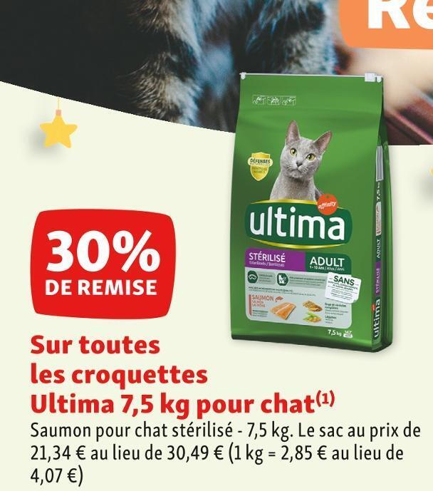 Promo Ultima 30 de remise sur toutes les croquettes ultima 7,5 kg pour