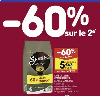 Café dosettes compostables senseo classique
