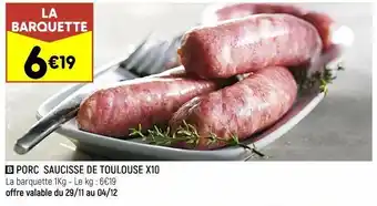 Leader Price Porc saucisse de toulouse x10 offre