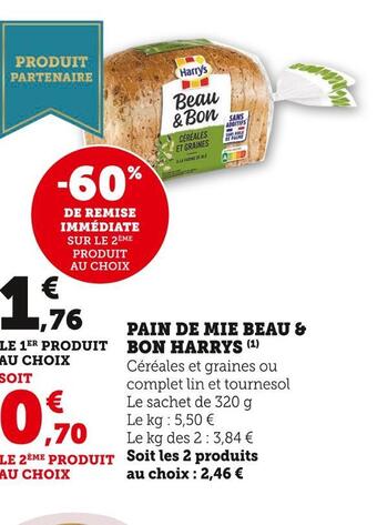 Super U Beau & bon harrys pain de mie offre