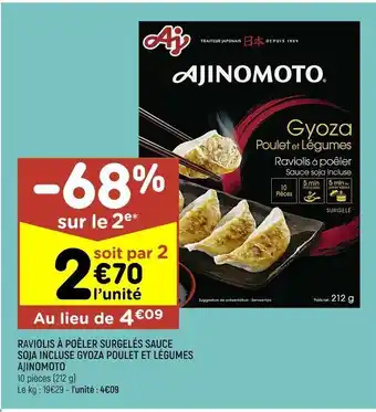 Leader Price Raviolis à pôeler surgelées sauce soja incluse gyoza poulet et légumes ajinmoto offre
