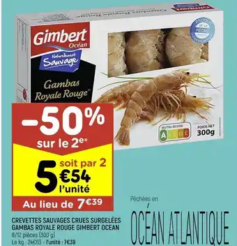 Crevettes sauvages crues surgelées gambas royale rouge gimbert ocean