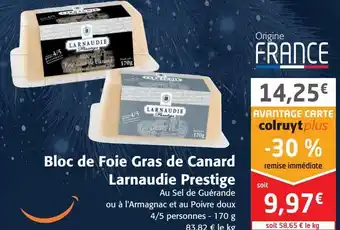 Bloc de foie gras de canard larnaudie prestige