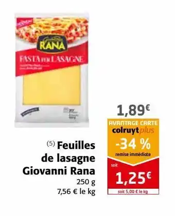 Colruyt Feuilles de lasagne giovanni rana offre