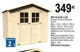 Tridôme Abri De Jardin Lode offre