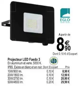 Tridôme Projecteur Led Faedo 3 offre