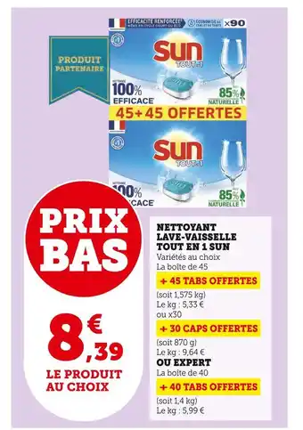 Sun nettoyant lave-vaisselle tout en 1 sun ou expert